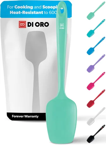 DI ORO Espátula de cuchara de silicona - Garantía perpetua - Gran espátula de silicona resistente al calor de 600°F con raspador - Libre de BPA,