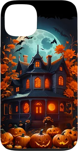 Miniatura 7 de Funda para iPhone 11 Pro Max Halloween espeluznante casa embrujada murciélagos y calabazas talladas