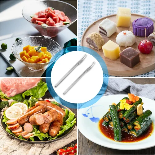 Miniatura 6 de Tenedores para pepinillos, verde oliva de mango largo de 6.3 pulgadas, ensalada de mango largo de acero inoxidable 18/8, cóctel, postre, frutas