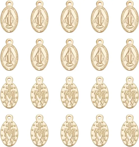 Miniatura 9 de UNICRAFTALE Colgantes ovalados con dijes de Virgen María 304 de acero inoxidable milagroso de 0.031 in para hacer joyas, manualidades, Acero