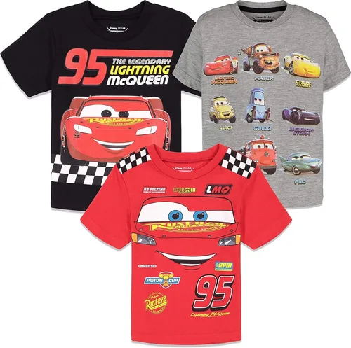 Disney Pixar Cars Tow Mater Lightning McQueen - Paquete de 3 camisetas para bebés y niños grandes
