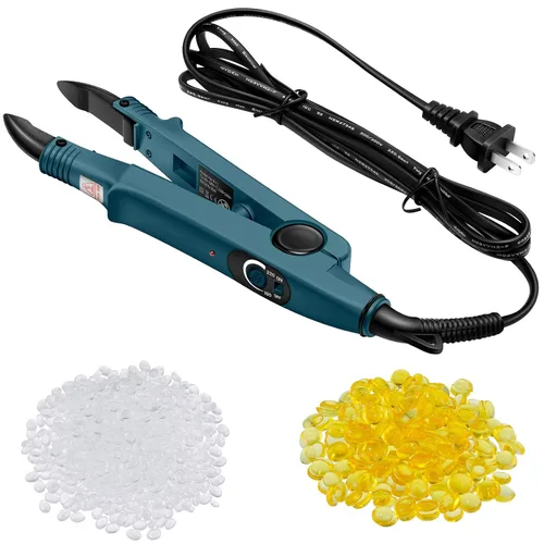 Miniatura 9 de Zhehao Herramienta de extensiones de cabello, cabeza C, punta en U, varilla de conector de hierro con 2 bolsas de queratina pegamento granulado Negro