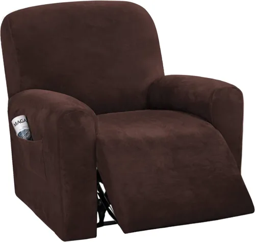 Miniatura 11 de H.VERSAILTEX Fundas elásticas de terciopelo para sillón reclinable, fundas para silla reclinable estilo de 4 piezas, funda para sillón reclinable