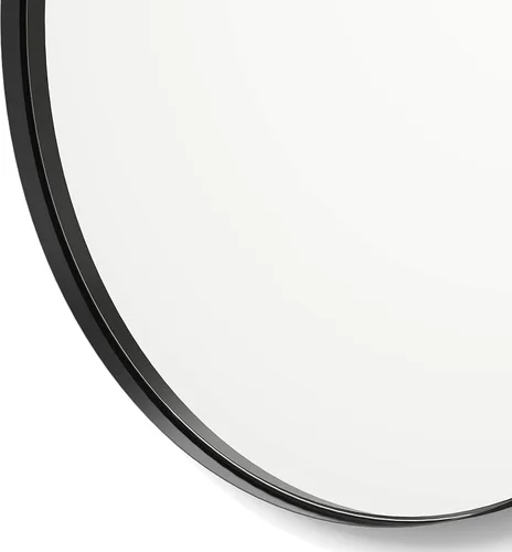 Miniatura 4 de Better Bevel - Espejo con marco de metal negro de 24 x 24 pulgadas, espejo redondo para pared de baño