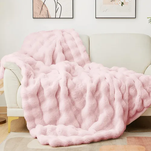 Miniatura 8 de Latepis Manta de piel sintética de lujo, manta esponjosa para sofá, manta suave y gruesa para cama y sofá, manta de felpa suave y cálida para todas