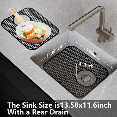 Miniatura 2 de Protectores de fregadero para fregadero de cocina, 2 alfombrillas de cocina de silicona de 13.58"x11.6", protector inferior antideslizante 13.58"x