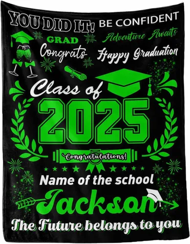 Miniatura 15 de MyPupSocks Manta personalizada de graduación 2025, clase de con nombre de la universidad, regalos personalizados, manta con texto para sobrina