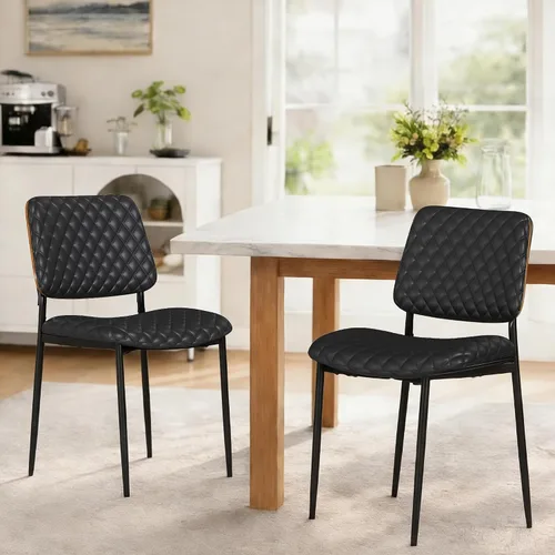 AODAILIHB Juego de 2 sillas de cocina modernas de mediados de siglo, sillas de comedor tapizadas de piel sintética con respaldo de madera doblada de