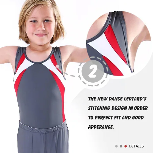 Miniatura 4 de Leotardo de gimnasia para niños, para practicar danza de ballet, atletismo, competición, entrenamiento sin mangas