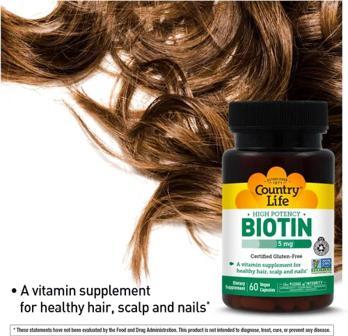 Miniatura 4 de Country Life Cápsulas veganas de biotina de alta potencia 5 mg, 60 CT