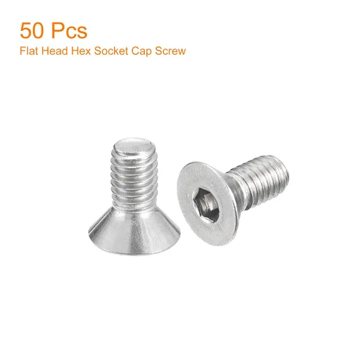 Miniatura 3 de uxcell tornillos de cabeza avellanada plana #10-32x3/8, 50 piezas de tornillos de cabeza plana de acero inoxidable 304 con llave hexagonal, rosca