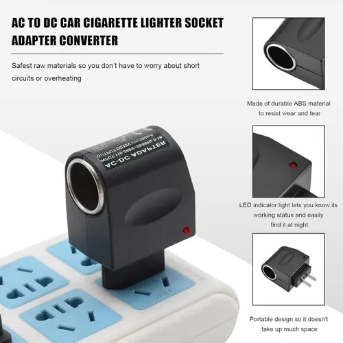 Miniatura 3 de Convertidor universal de CA a CC, DC 12 V 500 mA para encendedor de cigarrillos de coche, adaptador de enchufe de enchufe de pared para electrónica