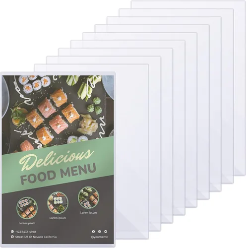 Henoyso 10 protectores rígidos de impresión de 11 x 17 pulgadas, protectores de páginas de plástico duro resistente, soporte de menú de cristal,