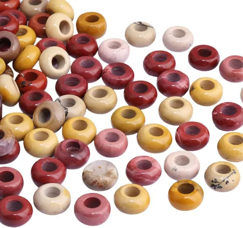 Miniatura 4 de TUMBEELLUWA Rondelle - Cuentas de piedras preciosas naturales para la fabricación de joyas, cuentas sueltas de agujero grande, paquete de 15
