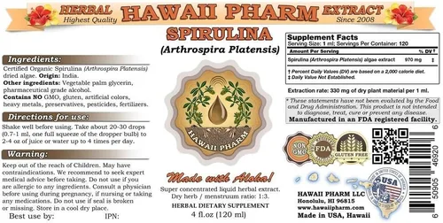 Miniatura 2 de HawaiiPharm Extracto líquido de espirulina, tintura orgánica de espirulina (Arthrospira platensis), suplemento herbario, fabricado en EE. UU., 2