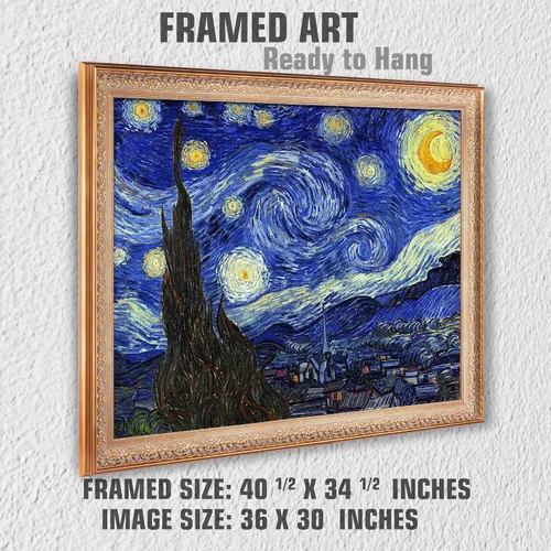 Miniatura 526 de A&T ARTWORK Campo de trigo con cipreses de Van Gogh Las reproducciones de arte clásico mundial, impresiones en lienzo giclée para decoración