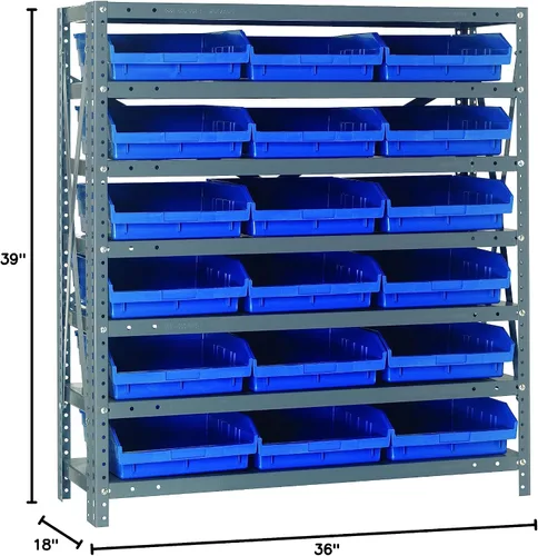 Miniatura 127 de Quantum QSBU-245BK Heavy Duty Shelving Unit with (7) Shelves and (24) QUS245 Black Bins for Garage Warehouse Storage Distribution 400 lb Load