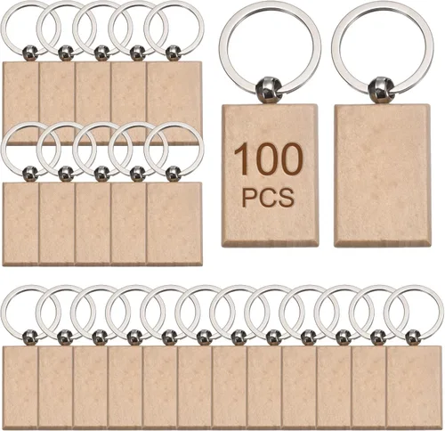 Miniatura 8 de MECCANIXITY Llavero de madera en blanco, 1.57 pulgadas, grabado de madera, llavero para manualidades, paquete de 100
