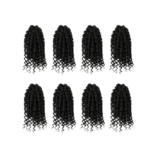 Miniatura 52 de Bileaf Cabello de Ganchillo Passion Twist Pre-retorcido de 10 Pulgadas, 8 Paquetes de Ganchillo Passion Twist, Cabello Corto Passion Twist