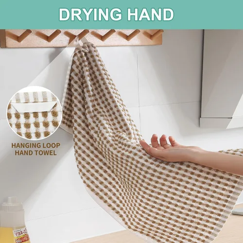 Miniatura 2 de SALAS Toallas de algodón para secar platos de cocina, toallas de rizo de celosía, paños de cocina altamente absorbentes con lazo para colgar, 16 x