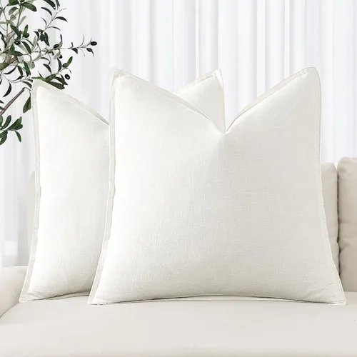Miniatura 22 de MIULEE - Juego de 2 fundas de almohada decorativas de lino, estilo bohemio, rústico, neutral, para sofá, cama, 16 x 16 pulgadas, color marrón