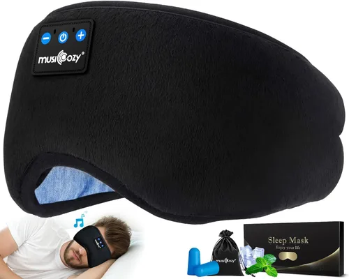 Miniatura 15 de MUSICOZY - Auriculares para dormir 3D Bluetooth 5.4, máscara de ojos transpirable inalámbrica, auriculares para dormir con diadema para personas que