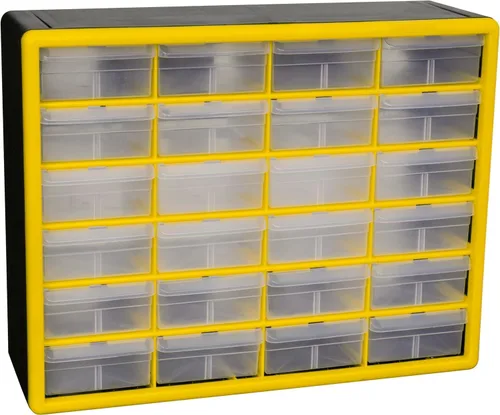 Akro-Mils 10124 - Gabinete de almacenamiento con 24 cajones de plástico para la organización del garaje, organizador de perlas, almacenamiento de
