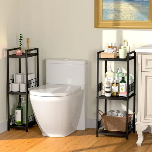 Miniatura 5 de DAOUTIME - Estantería metálica de 3 niveles, expandible, independiente, estrecha, estantes de piso abierto, ideal para baño, cocina, lavandería