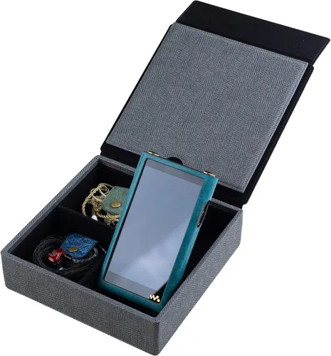 Miniatura 9 de Miter Funda de transporte para DAP + auriculares, hecha a mano Italia piel sintética rígida para 2 auriculares IEM + 1 reproductor de audio digital