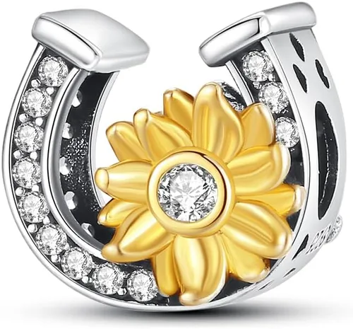 Miniatura 43 de Pandach Dijes colgantes de plata de ley 925 para pulseras y collares, dijes colgantes de Madonna con cuentas de girasol, joyería para mujer