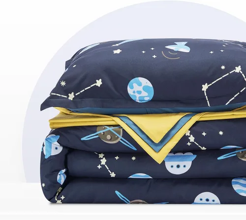 Miniatura 6 de SLEEP ZONE Juego de edredón para niños, tamaño individual, súper lindo, suave, para niños, cama en una bolsa, 5 piezas con edredón, sábana, funda
