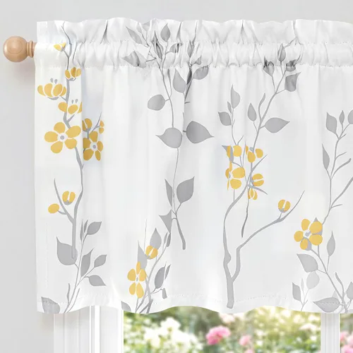 Miniatura 38 de Beauoop Cortinas Florales 100% Opacas de 54 Pulgadas de Largo, 2 Paneles para Dormitorio, Sala de Estar, Azul Gris y Blanco con Patrón de Flores