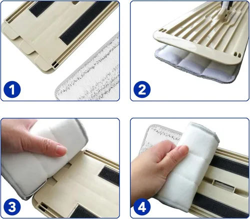Miniatura 6 de Juego de almohadillas de limpieza de microfibra para fregona plana: 10 paquetes de almohadillas lavables de 13 x 4.9 pulgadas para limpieza