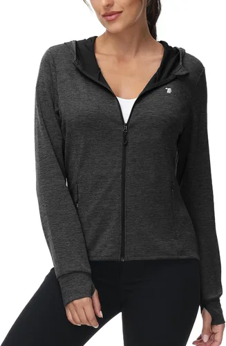 Miniatura 45 de TBMPOY Chaquetas con capucha y protección solar UPF 50+ para mujer, ligeras, de manga larga, para senderismo, exteriores, con cremallera completa
