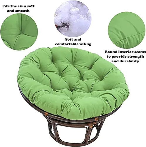 Miniatura 3 de HUHJYUGE Cojín de asiento para cesta colgante de 16 x 16 pulgadas, cojín para silla de columpio suave, cojín redondo para silla de huevo colgante