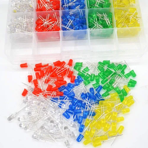 Miniatura 6 de Kit surtido de diodos emisores de luz LED de 500 piezas de 0.197 in para circuito de PCB de bricolaje Bajo voltaje, diodo difuso, para circuito