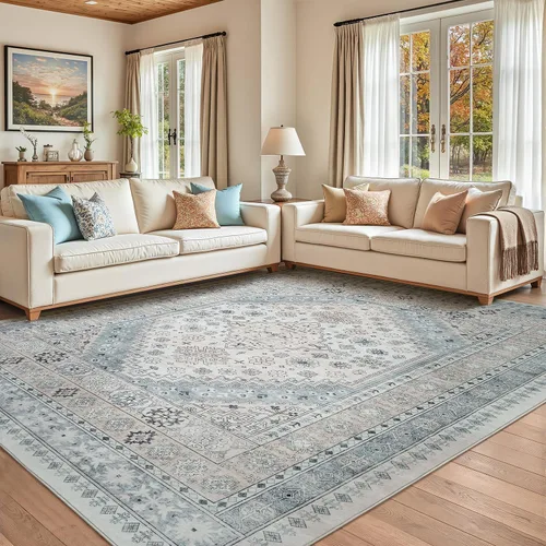 Miniatura 11 de Alfombra lavable de 2 x 3 pies, color beige floral, tapete para puerta de entrada interior, tapetes de cocina para piso, color blanco crema