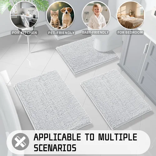 Miniatura 7 de Yimobra Alfombras de Baño Largas 44"x24", Alfombra de Baño Extra Suave Antideslizante para Bañera, Alfombra Peluda Súper Absorbente de Secado Rápido