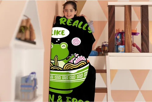 Miniatura 3 de Manta personalizada con nombre "I Just Really Like Noodle Frog", regalo divertido para niñas/niños, para sofá, cama, dormitorio, sala de estar