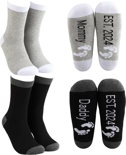 Miniatura 3 de MBMSO Regalos para nuevos padres, calcetines para mamá y papá, regalos de revelación de embarazo para padres por primera vez