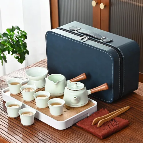 Juego de té chino, juego de té de kung fu, juego de té chino de gongfu con 6 tazas de té, tetera con mango lateral (CebaG 6 tazas)