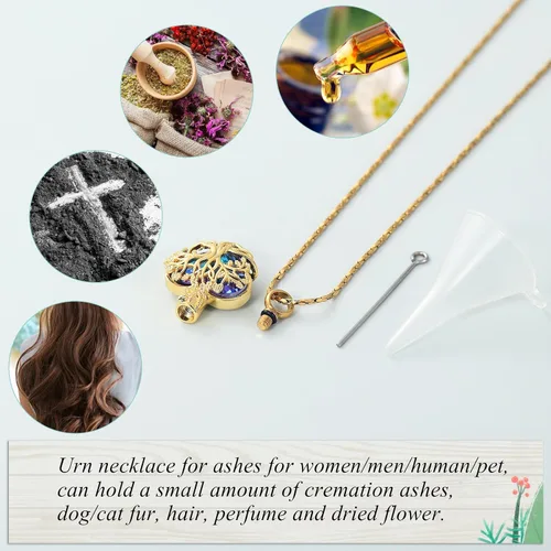 Miniatura 91 de Imrsanl Collar de urna de árbol de la vida con forma de corazón, joyería de cremación para hombres y mujeres, recuerdo, joyería conmemorativa