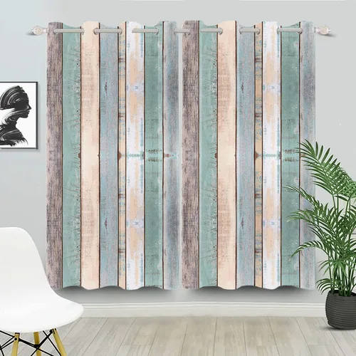 Miniatura 54 de Cortinas rústicas para ventana de puerta de granero, puerta de madera gris, puerta de garaje, tratamiento de ventana para sala de estar, dormitorio
