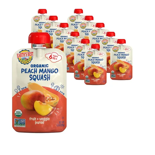 Miniatura 11 de Earth's Best Bolsas orgánicas de alimentos para bebés, puré de frutas y granos para bebés de 6 meses en adelante, puré de manzana orgánica