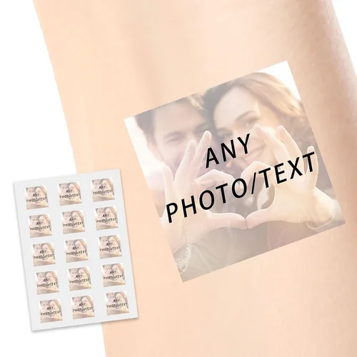 Miniatura 31 de Tatuajes temporales personalizados, personaliza cualquier foto tatuajes para cumpleaños, boda, despedida de soltera, 1 juego de 15 tatuajes Patrón 9