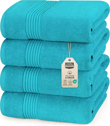 Miniatura 8 de Utopia Towels Juego de 4 toallas de baño (27 x 54 pulgadas), 100% algodón hilado en anillo, secado rápido, altamente absorbentes, toallas de tacto