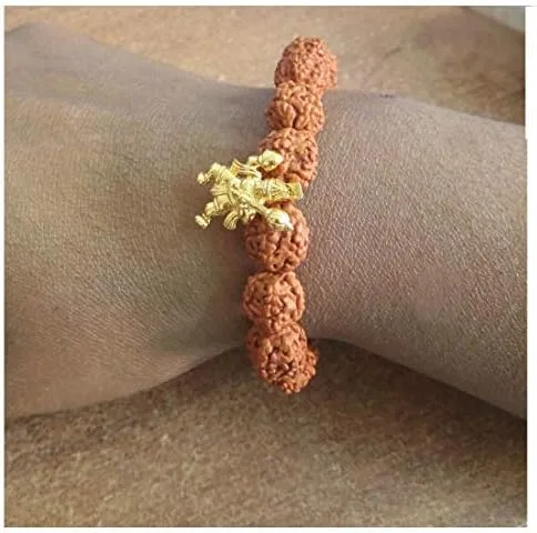 Miniatura 3 de Aleafa - Brazalete con dijes Hanuman color marrón dorado para hombres y mujeres #Aport-944