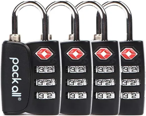 pack all Cerradura de equipaje aprobada por la TSA, indicador de inspección, cuerpo de aleación, candados de combinación de 3 dígitos, cerradura de