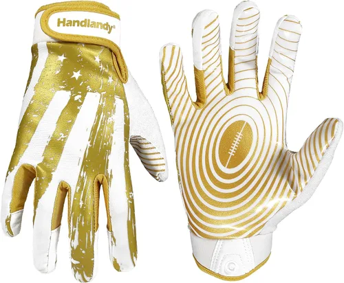 Miniatura 17 de HANDLANDY Guantes de fútbol americano juvenil para niños y niñas, guantes de receptor abierto pegajosos para niños, guantes de fútbol americano