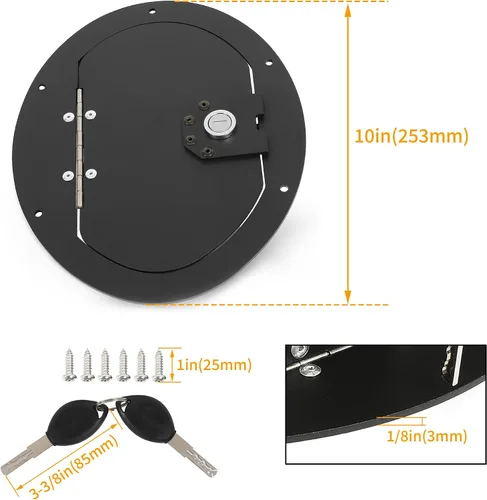 Miniatura 3 de KUAFU Puerta del tanque de combustible con cerradura compatible con Humvee Hummer H1 cualquier modelo M998 M1123 M1045 con recubrimiento en polvo